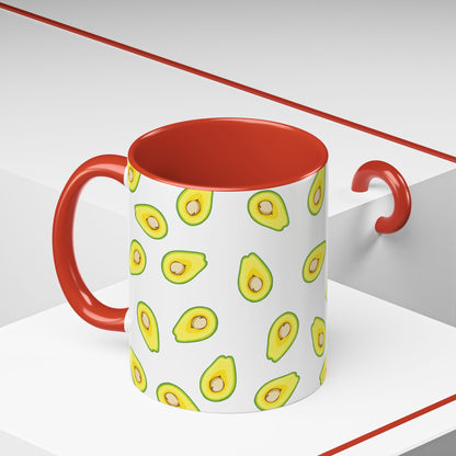 Avocado Pattern Coffee Mug — Cute Avocado Print Accent Mug (11/15oz)