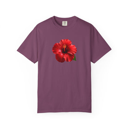Hibiscus Bloom T-Shirt — Red Floral Graphic Tee