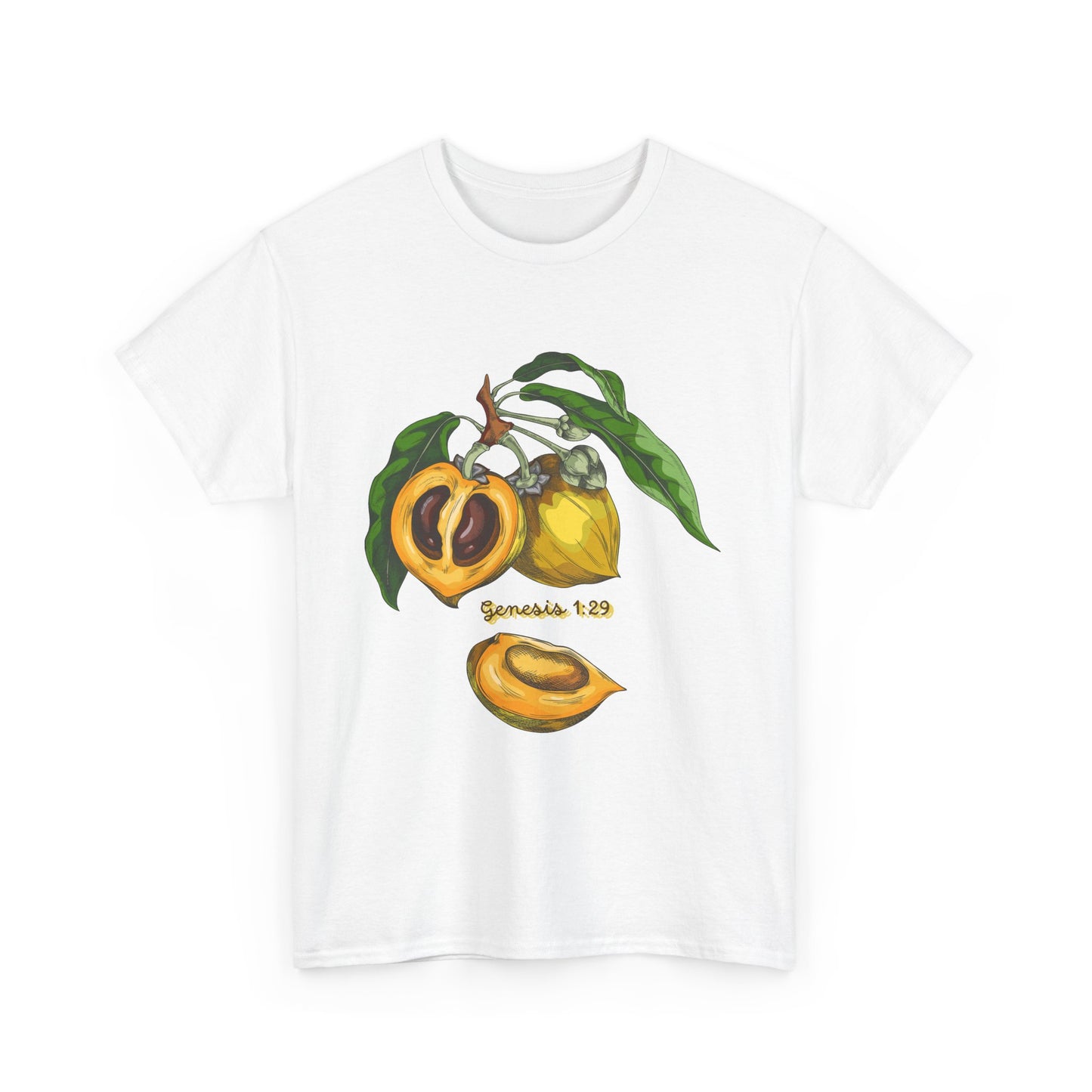 Apricot Illustration T-Shirt — Botanical Fruit Graphic Tee Genesis 1:29