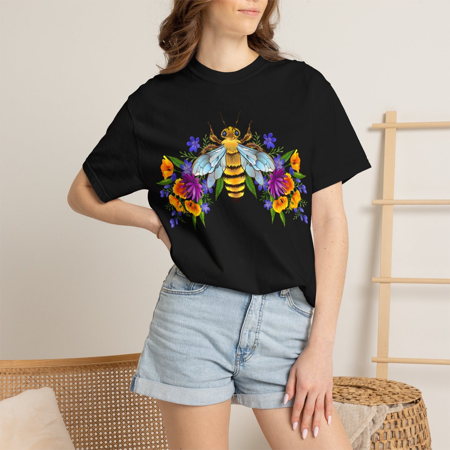 Bee & Wildflower T-Shirt — Floral Honeybee Graphic Tee