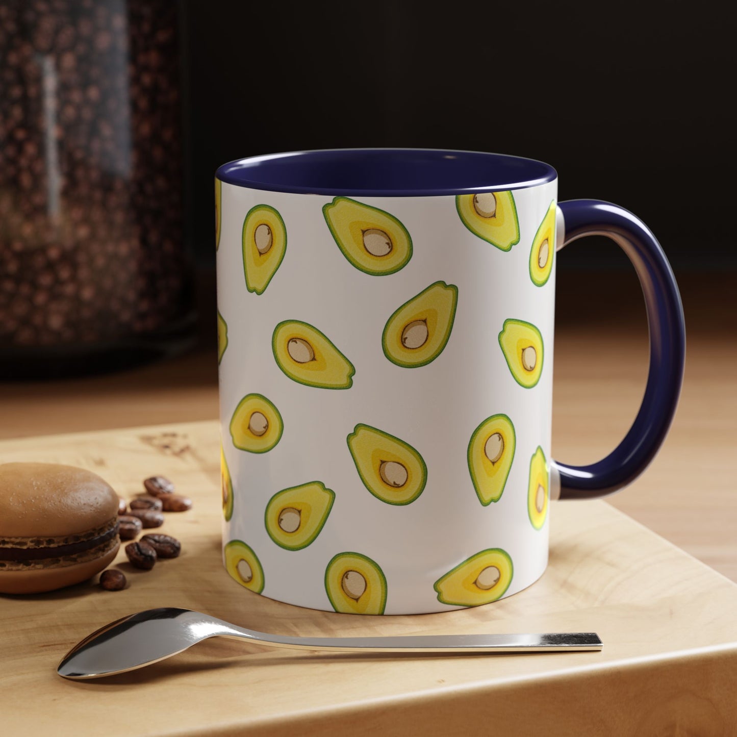 Avocado Pattern Coffee Mug — Cute Avocado Print Accent Mug (11/15oz)
