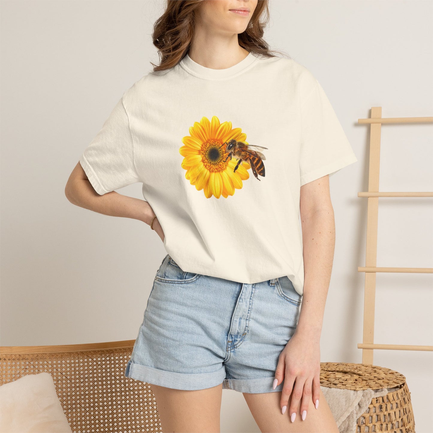 Sunflower & Bee T-Shirt — Floral Nature Graphic Tee