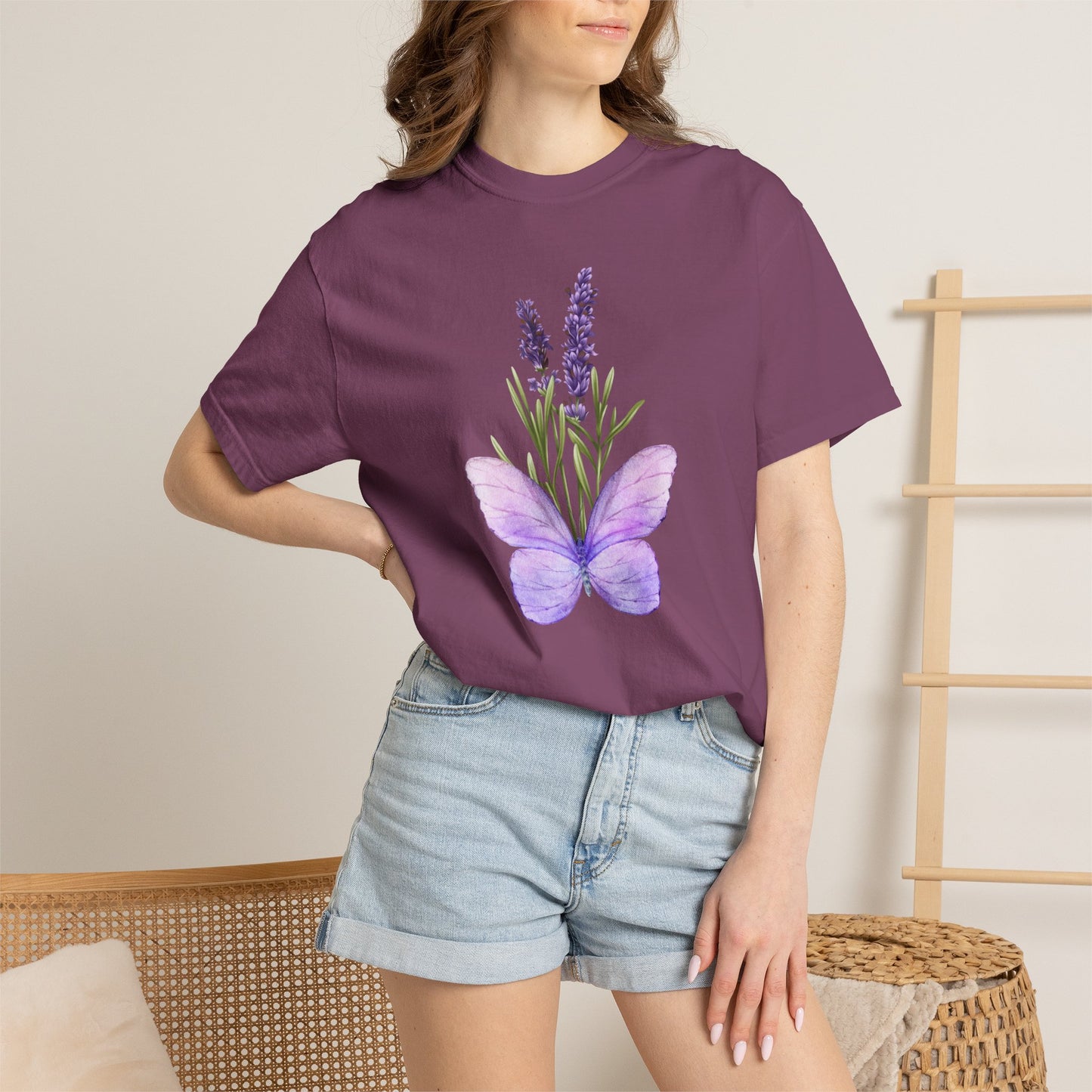 Lavender Butterfly T-Shirt — Watercolor Floral Tee