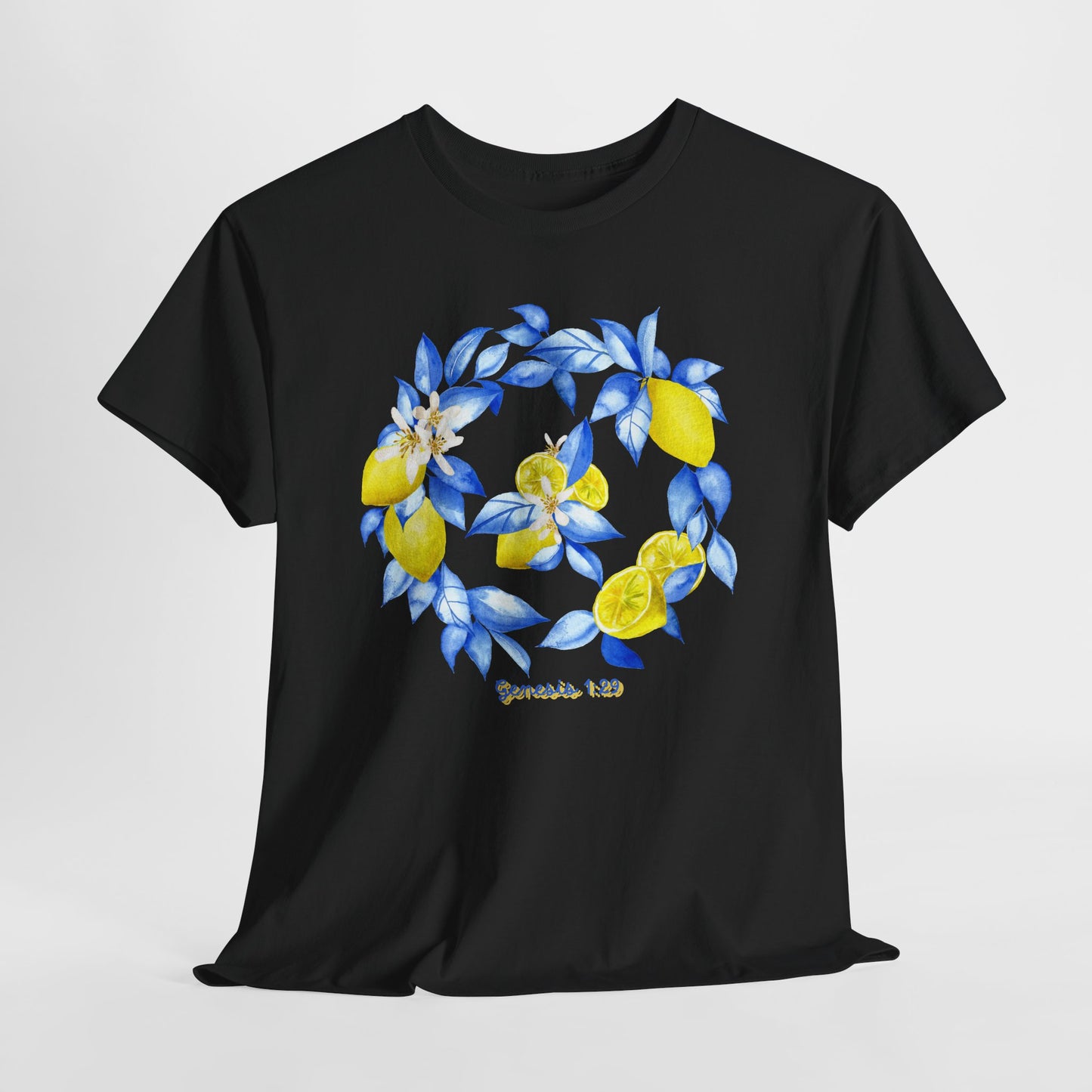 Lemon Wreath Graphic Tee — Genesis 1:29 Floral Scripture T-Shirt