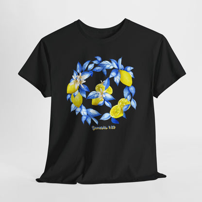Lemon Wreath Graphic Tee — Genesis 1:29 Floral Scripture T-Shirt