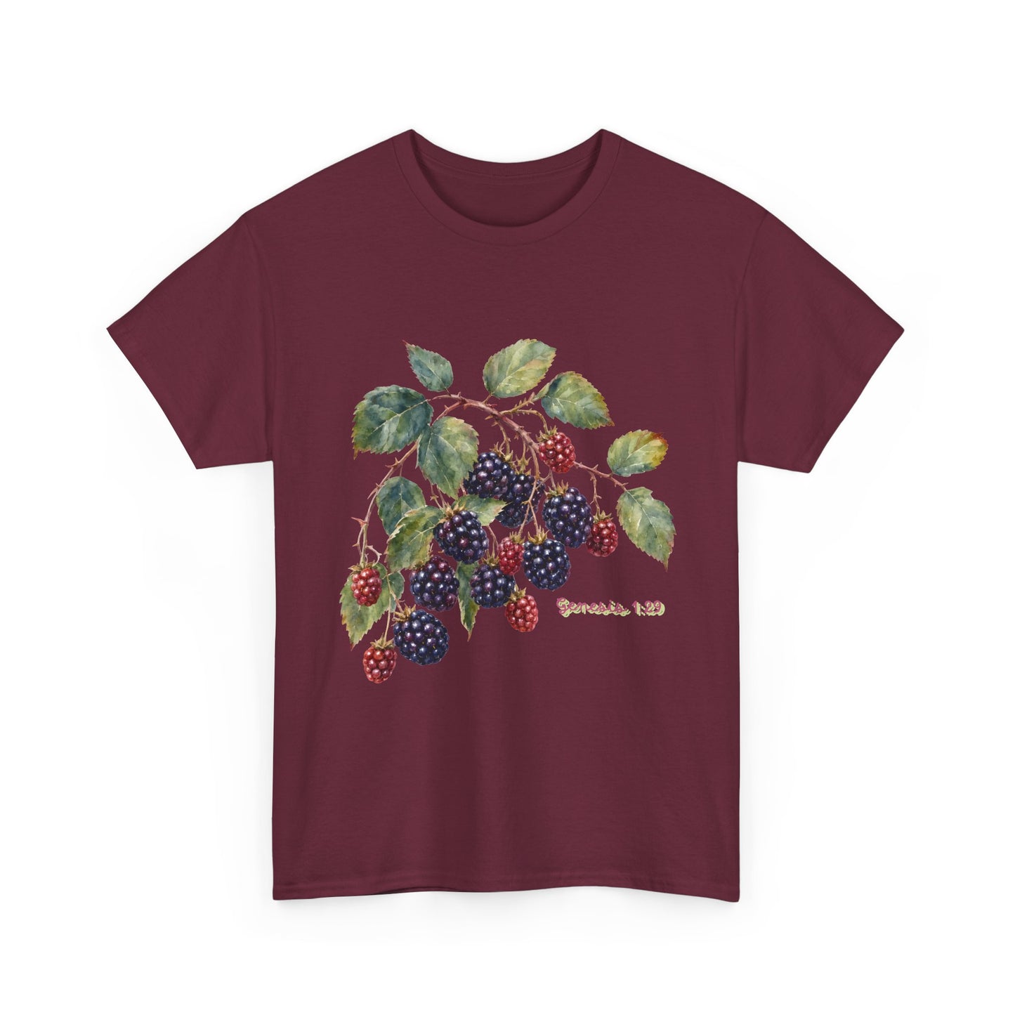 T-Shirt — Vintage Blackberry Branch Illustration Tee (Genesis 1:29)