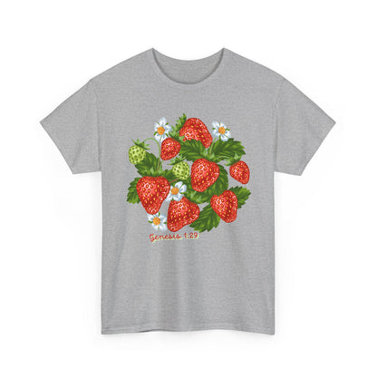 Strawberry Cluster Tee — Vintage Botanical Fruit Graphic (Genesis 1:29)