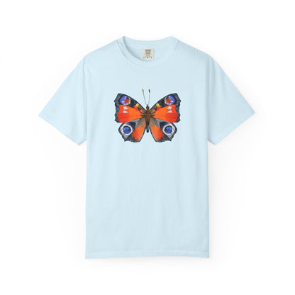 Butterfly Graphic T-Shirt — Vibrant Peacock Butterfly Print on Natural Tee