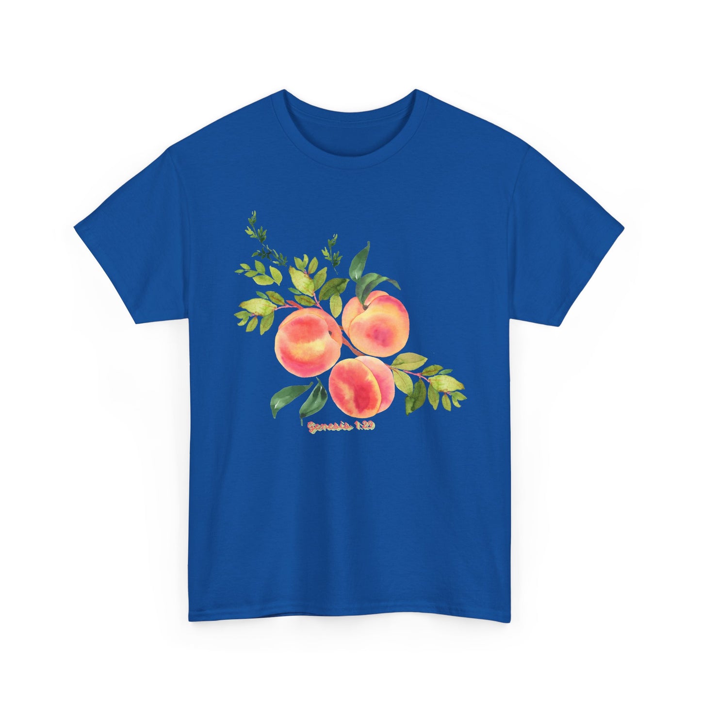 Peach Botanical Tee — Watercolor Fruit Graphic T‑Shirt