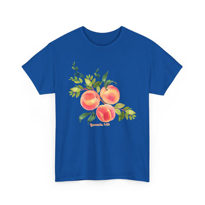 Peach Botanical Tee — Watercolor Fruit Graphic T‑Shirt