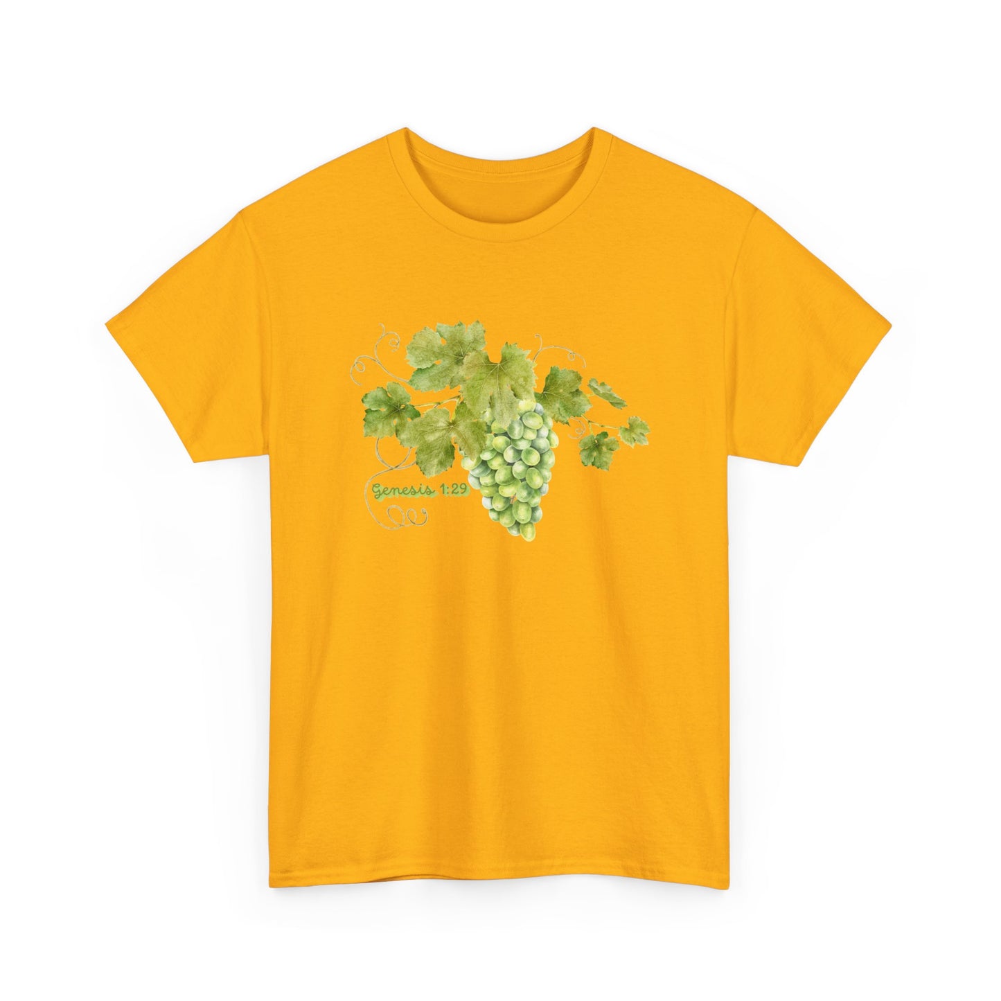 Genesis 1:29 Grapevine Watercolor T-Shirt — Green Grape Vines Tee