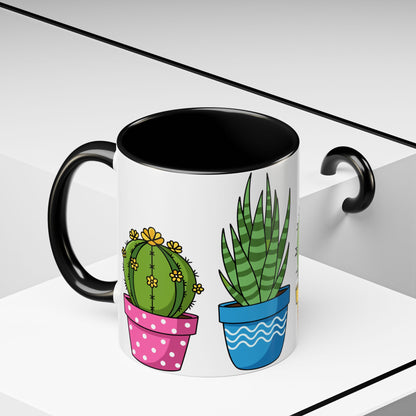 Cactus & Succulent Accent Coffee Mug — Cute Potted Plants 11/15oz