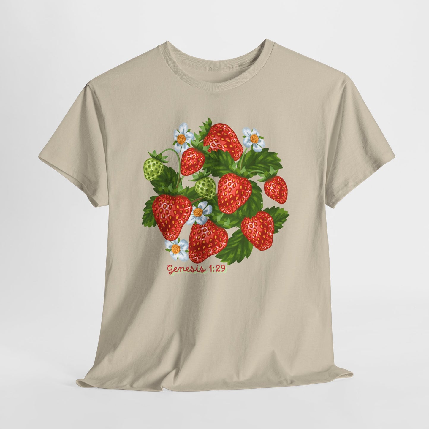 Strawberry Cluster Tee — Vintage Botanical Fruit Graphic (Genesis 1:29)