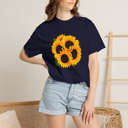 Sunflower Trio T-Shirt — Bright Floral Graphic Tee