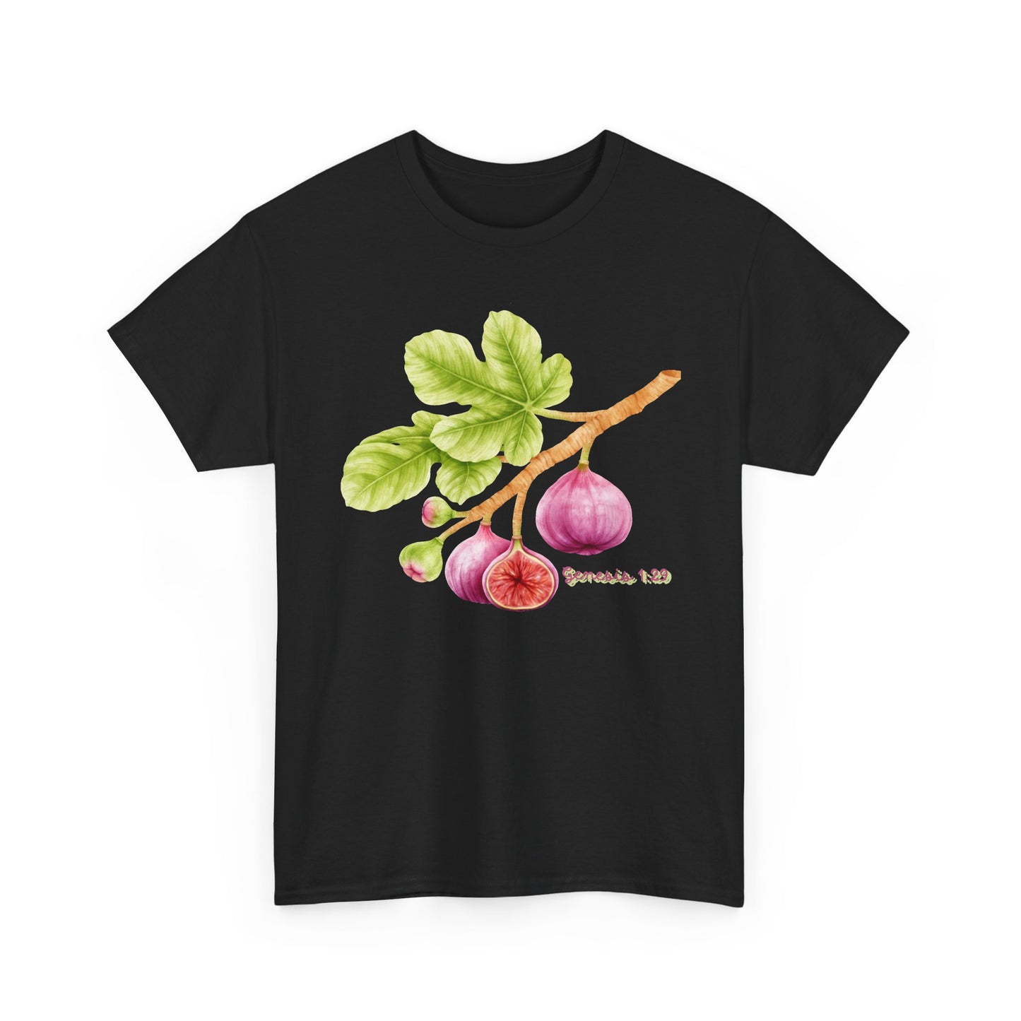 Fig Branch T‑Shirt — Botanical Fig Illustration Tee with Scripture (Genesis 1:29)