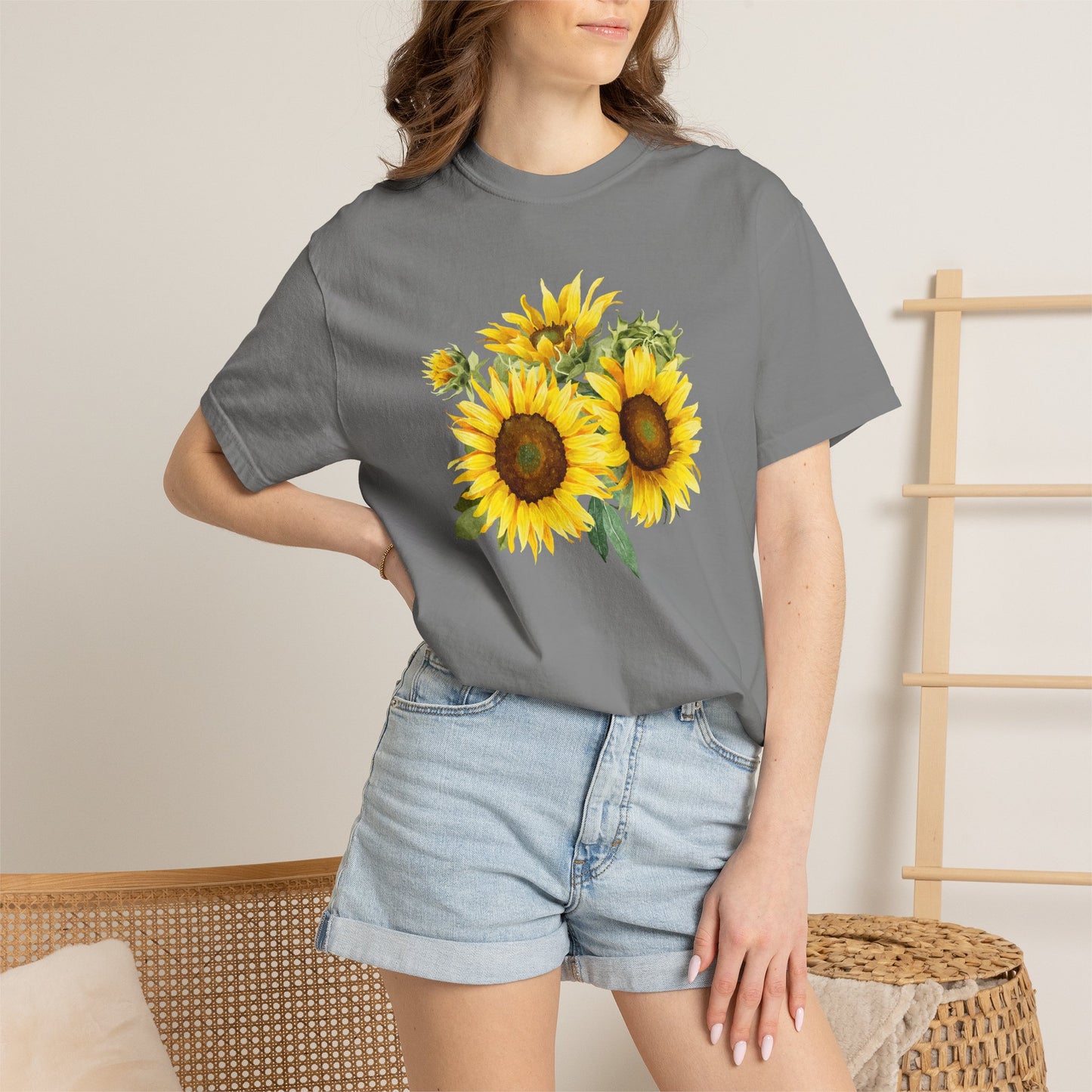 Sunflower Floral T-Shirt — Vintage Yellow Sunflower Graphic Tee