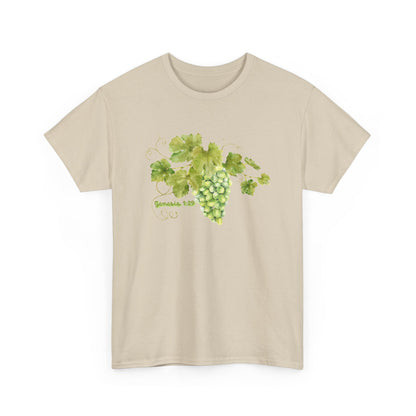 Genesis 1:29 Grapevine Watercolor T-Shirt — Green Grape Vines Tee