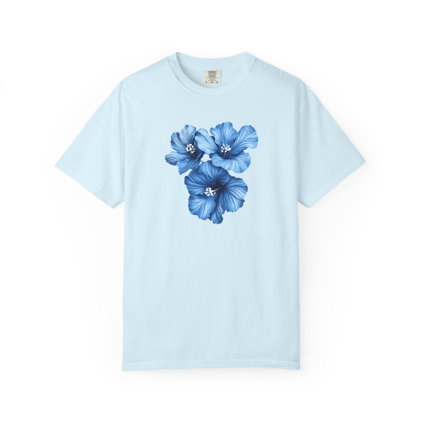 Blue Hibiscus Floral T-Shirt — Watercolor Flower Graphic Tee