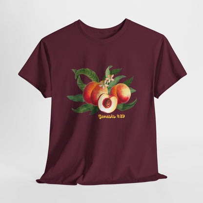 Peach Botanical Tee — Vintage Fruit Illustration T-Shirt ("Genesis 1:29")
