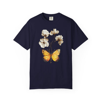 Butterfly & Dried Flowers Graphic T-Shirt — Vintage Botanical Tee
