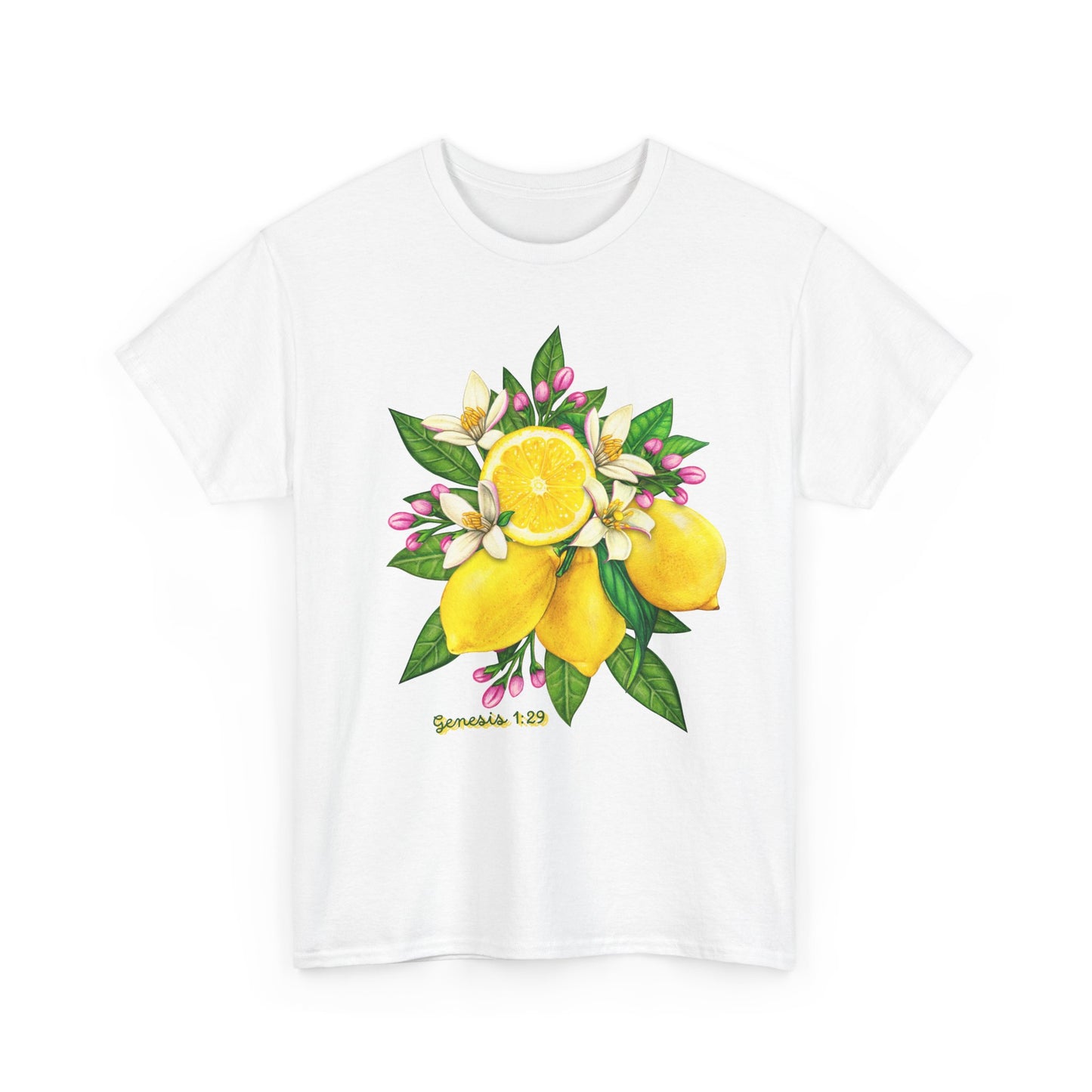 Lemon Blossom Tee — Botanical Citrus Graphic T‑Shirt (Genesis 1:29)