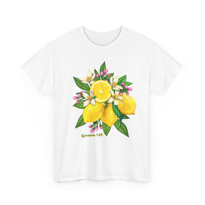 Lemon Blossom Tee — Botanical Citrus Graphic T‑Shirt (Genesis 1:29)