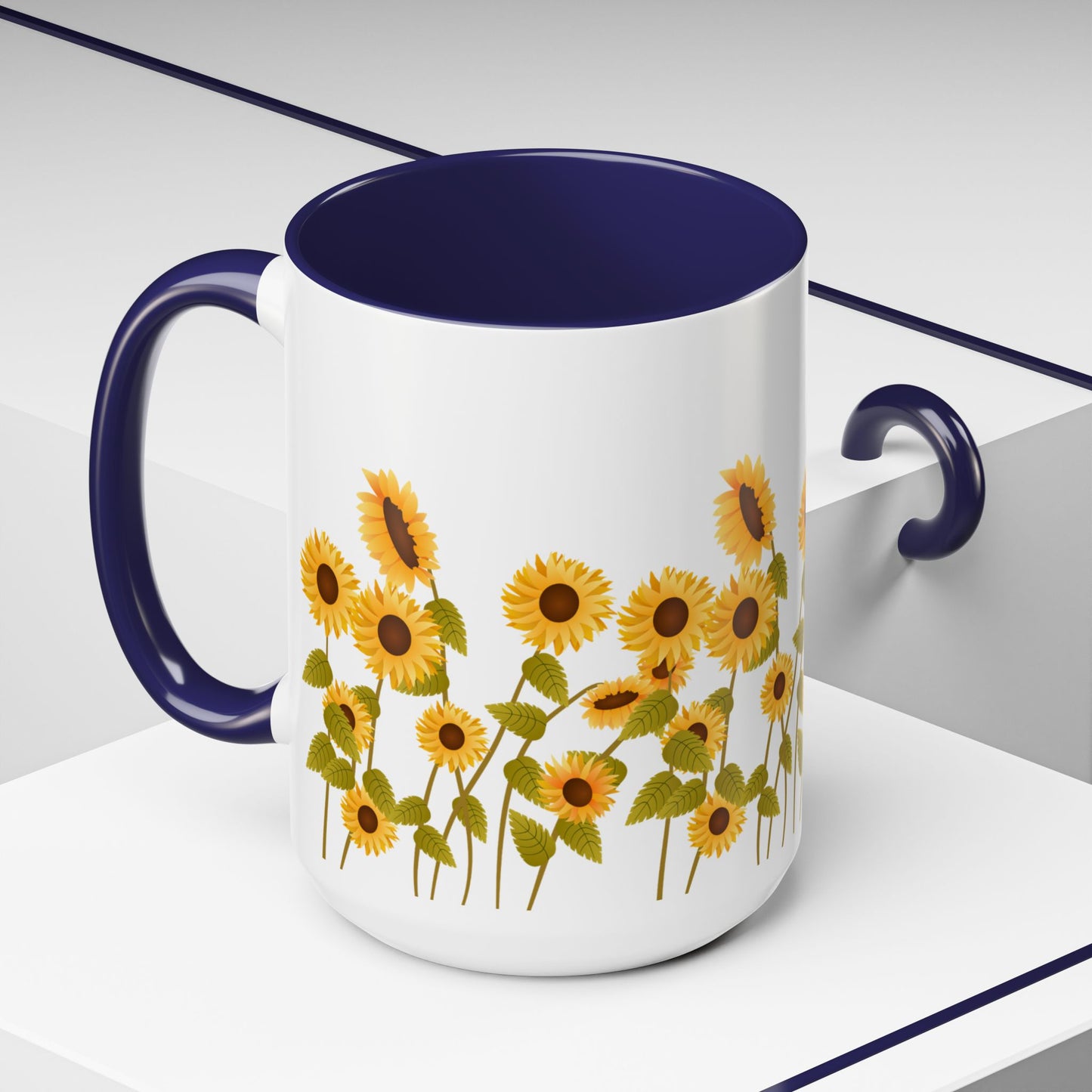 Sunflower Field Accent Tea Mug – Bright Floral 11/15oz Ceramic