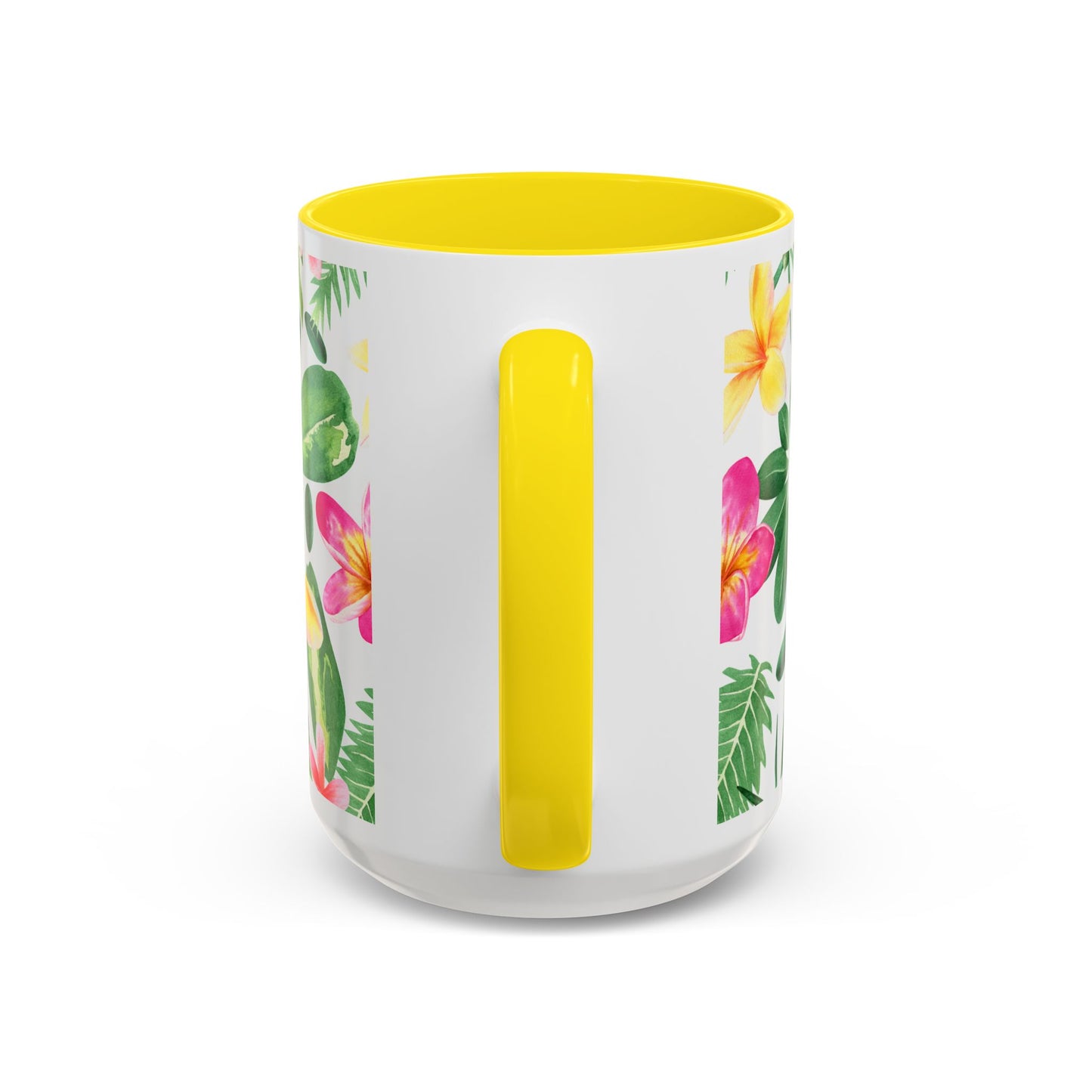 Tropical Floral Coffee Mug — Plumeria & Palm Accent Mug (11/15oz)