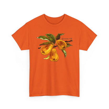Pear Branch T‑Shirt — Watercolor Yellow Pears Tee Genesis 1:29