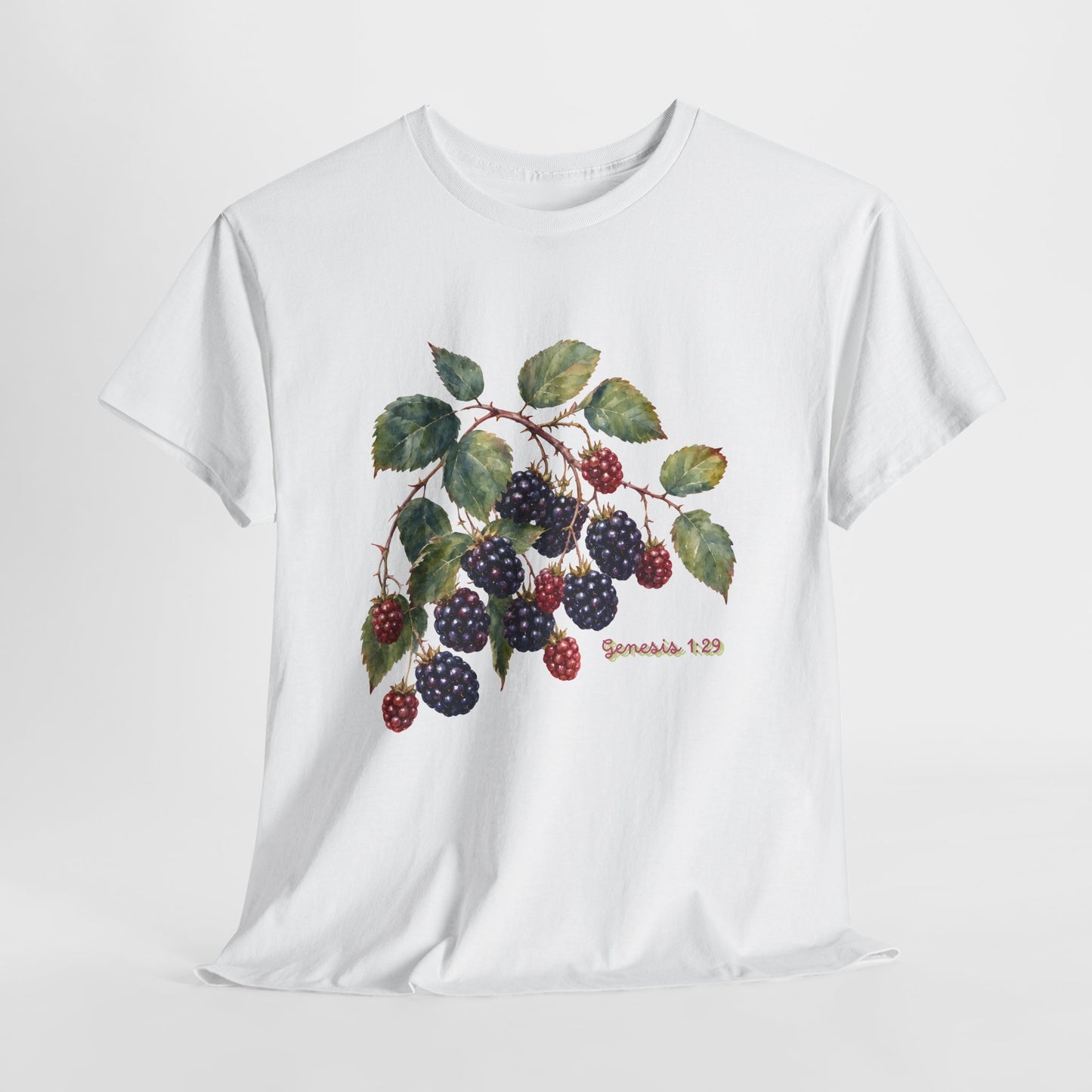 T-Shirt — Vintage Blackberry Branch Illustration Tee (Genesis 1:29)
