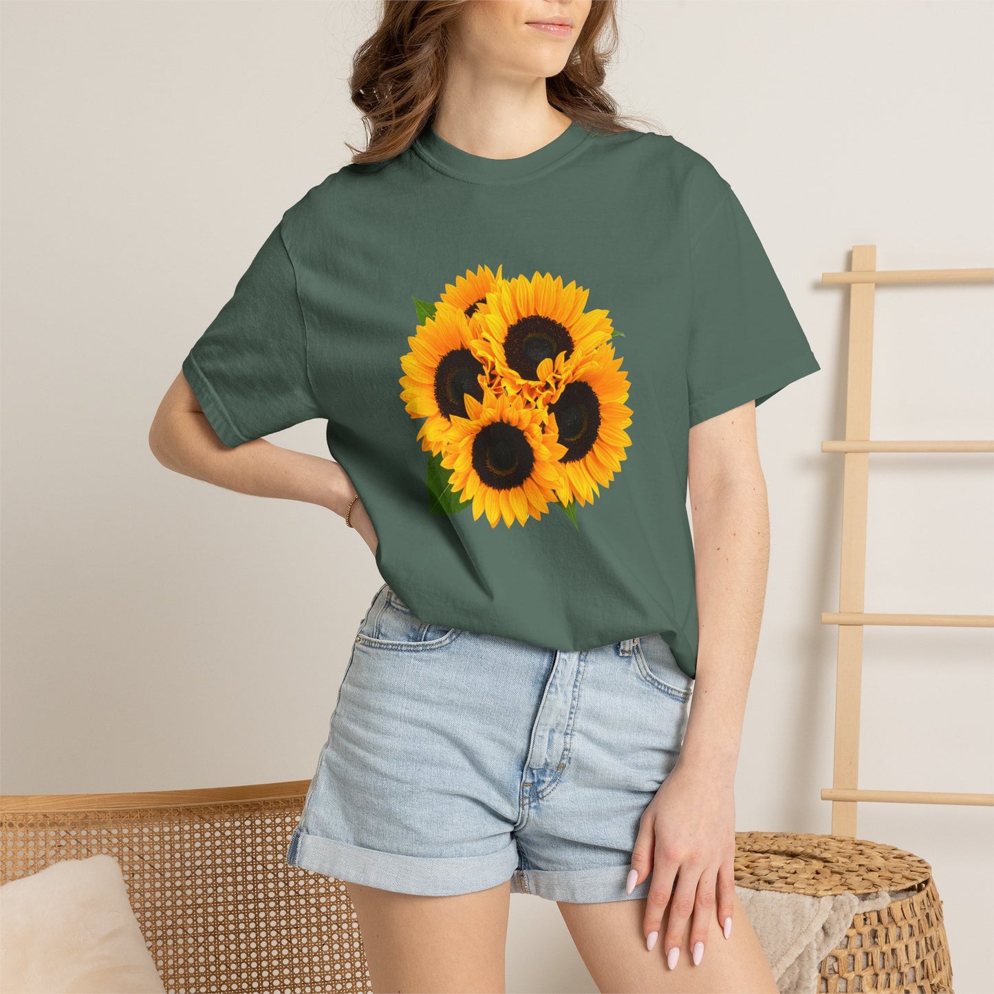 Sunflower Trio T-Shirt — Bright Floral Graphic Tee