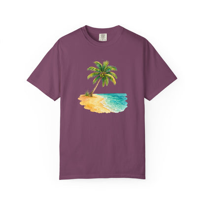 Tropical Palm Beach T-Shirt — Watercolor Island Graphic Tee