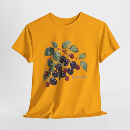 T-Shirt — Vintage Blackberry Branch Illustration Tee (Genesis 1:29)