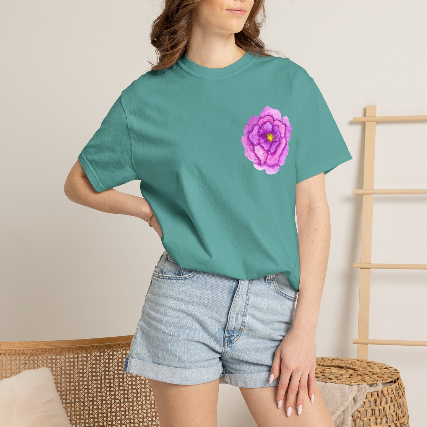Floral Watercolor Chest Rose T-Shirt