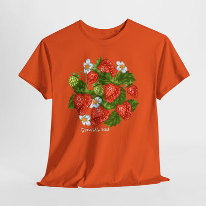 Strawberry Cluster Tee — Vintage Botanical Fruit Graphic (Genesis 1:29)