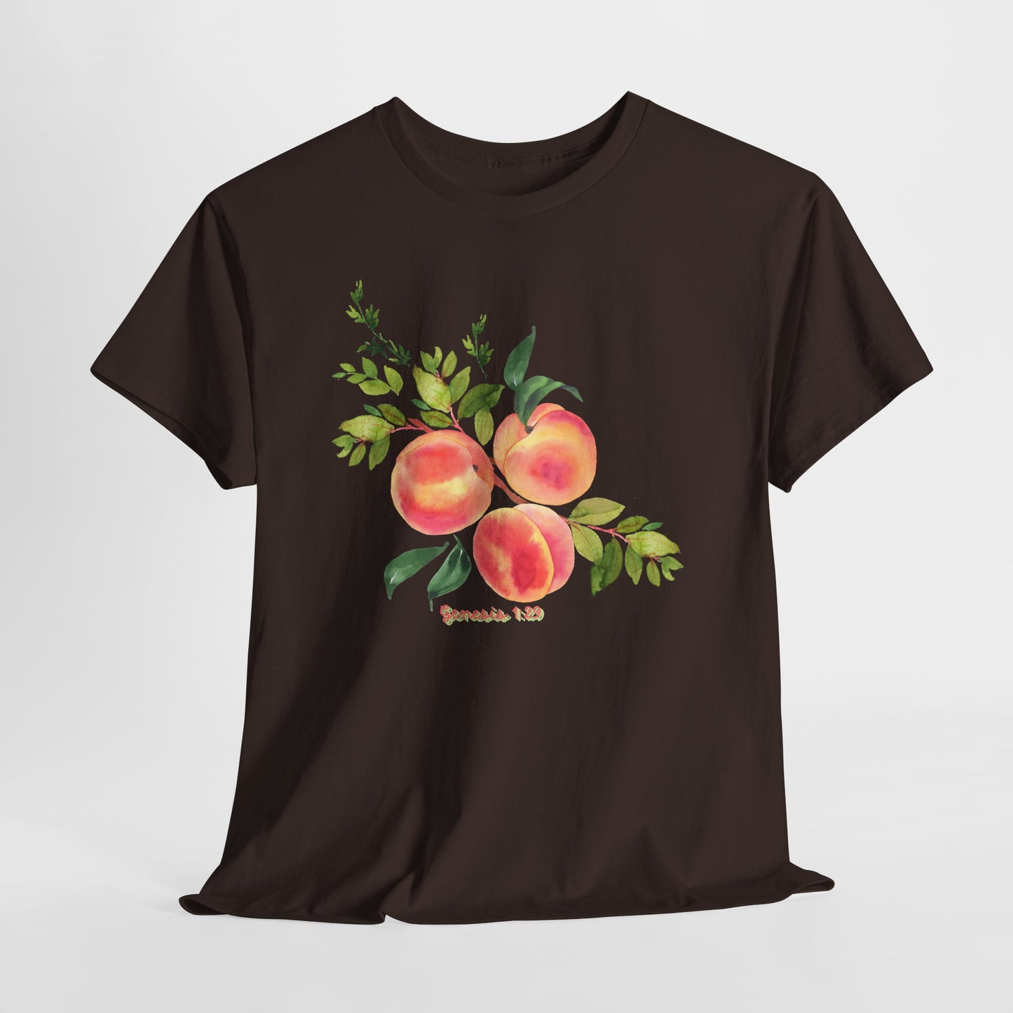Peach Botanical Tee — Watercolor Fruit Graphic T‑Shirt