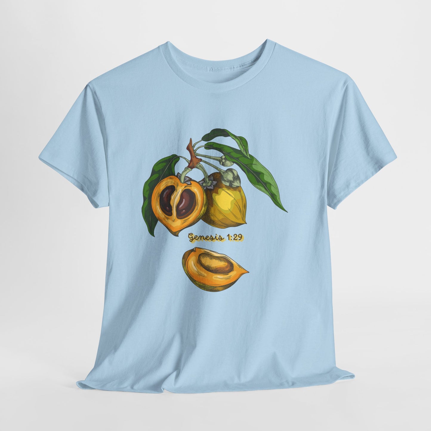 Apricot Illustration T-Shirt — Botanical Fruit Graphic Tee Genesis 1:29