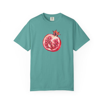Pomegranate Watercolor T-Shirt — Fruit Illustration Tee for Foodies & Nature Lovers