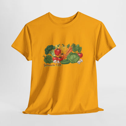 Vegetable Garden Tee — Fresh Veggies Illustration with "Genesis 1:29"