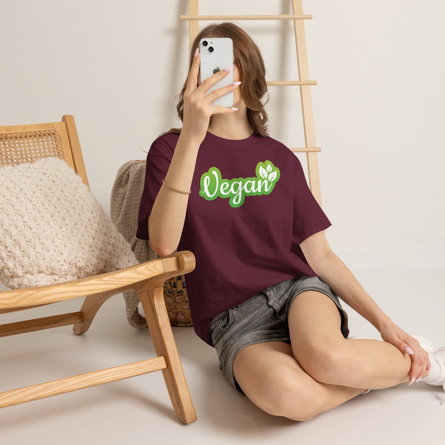 Vegan Script Tee — Green Leaf Eco-Friendly T-Shirt
