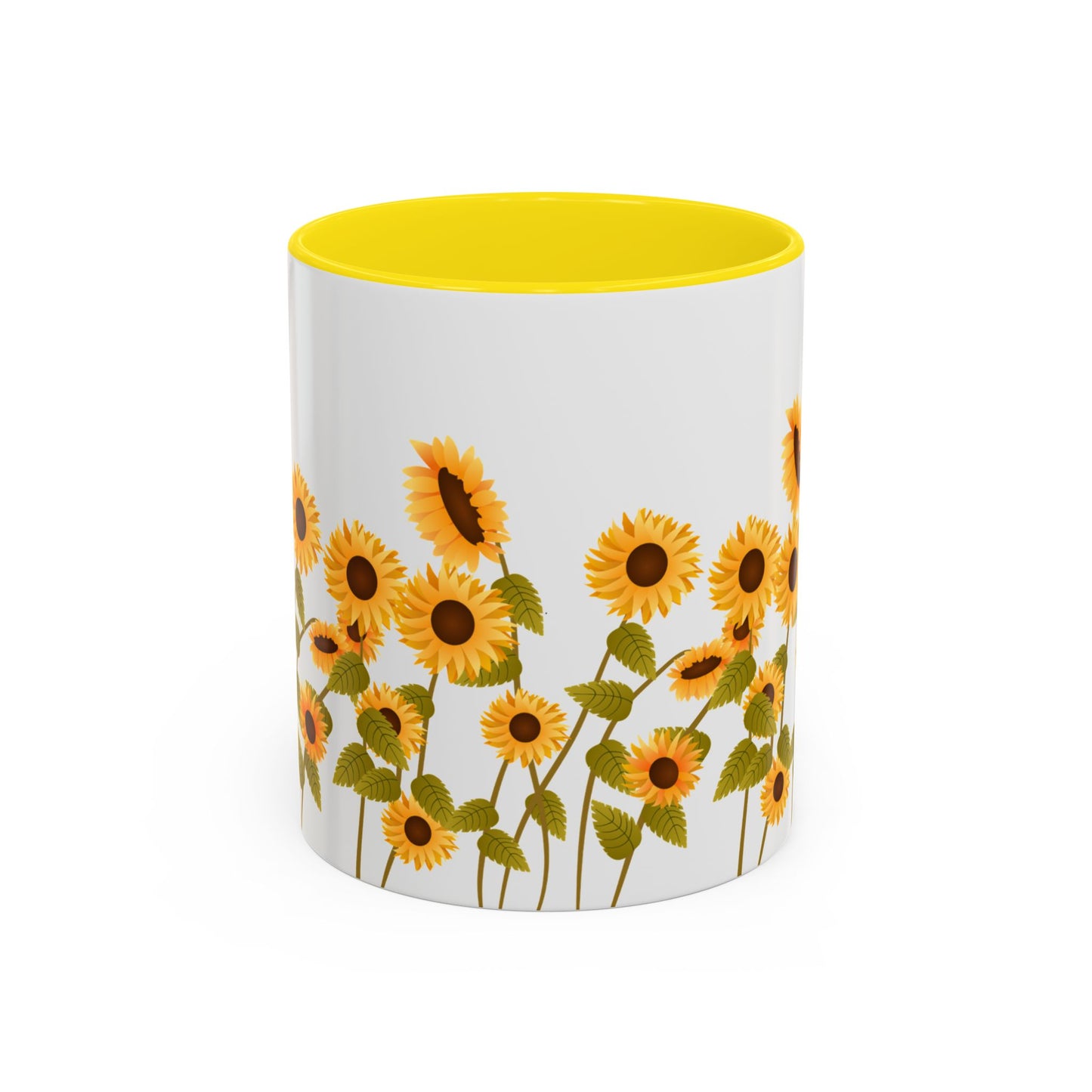 Sunflower Field Accent Tea Mug – Bright Floral 11/15oz Ceramic