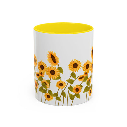 Sunflower Field Accent Tea Mug – Bright Floral 11/15oz Ceramic