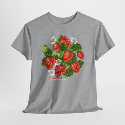 Strawberry Cluster Tee — Vintage Botanical Fruit Graphic (Genesis 1:29)