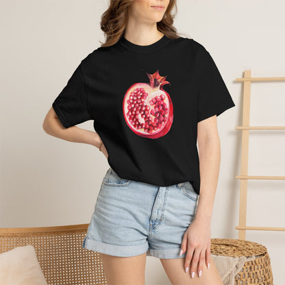 Pomegranate Watercolor T-Shirt — Fruit Illustration Tee for Foodies & Nature Lovers