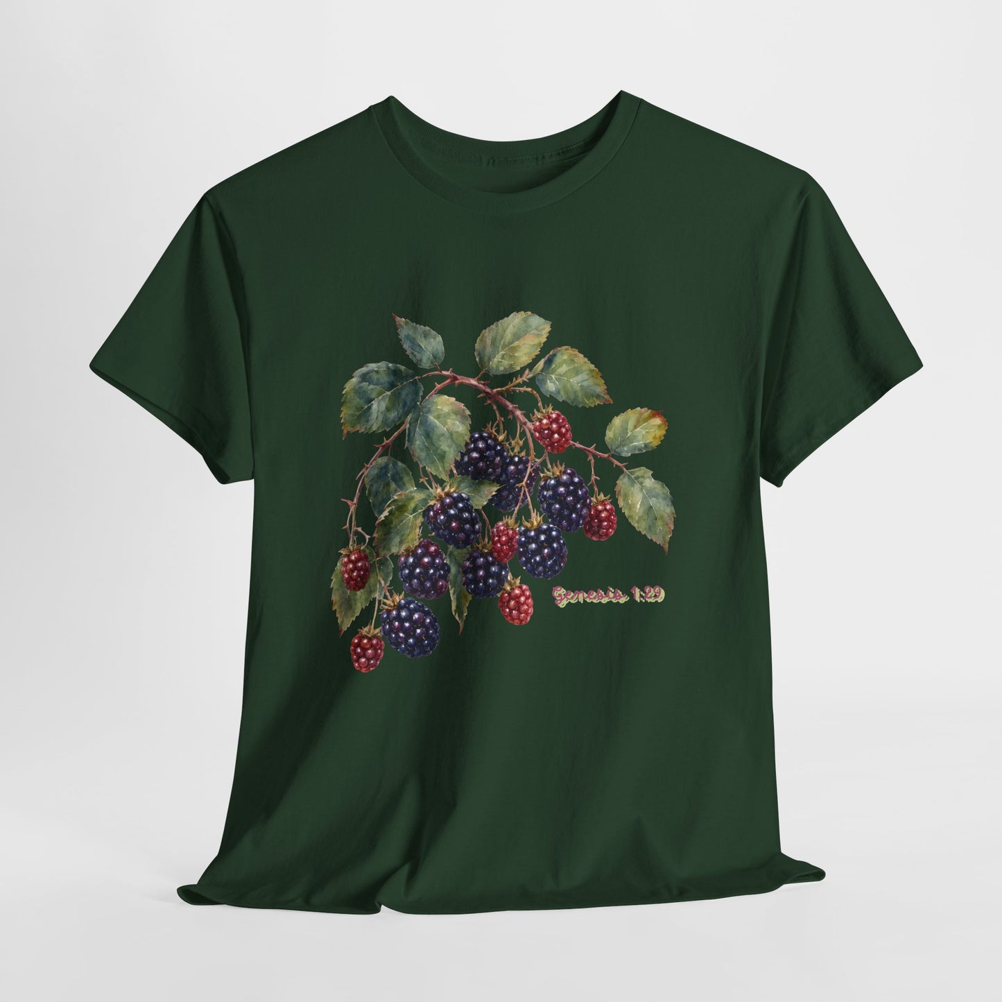 T-Shirt — Vintage Blackberry Branch Illustration Tee (Genesis 1:29)