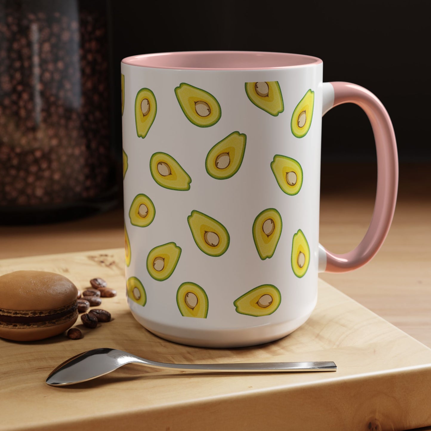 Avocado Pattern Coffee Mug — Cute Avocado Print Accent Mug (11/15oz)