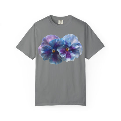 Pansy Watercolor T-Shirt — Purple Blue Floral Graphic Tee