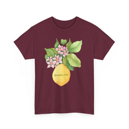 Lemon Blossom T-Shirt — Genesis 1:29 Floral Faith Tee