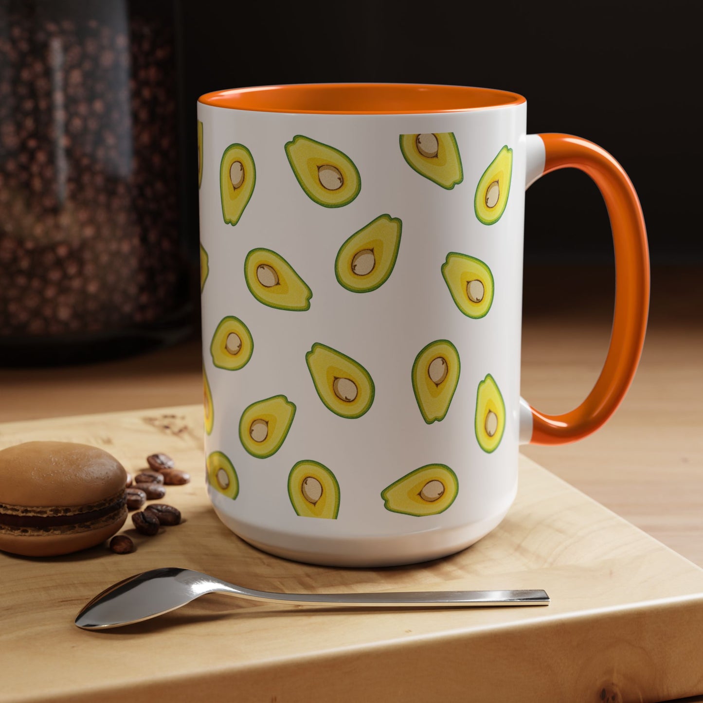 Avocado Pattern Coffee Mug — Cute Avocado Print Accent Mug (11/15oz)