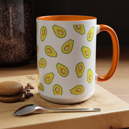 Avocado Pattern Coffee Mug — Cute Avocado Print Accent Mug (11/15oz)